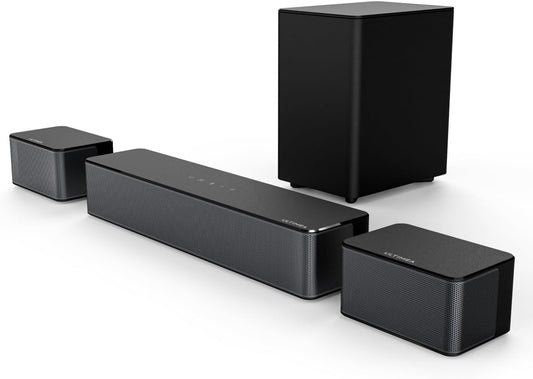 ULTIMEA 5.1 3D Surround Sound System, 320W Soundbar für TV Geräte mit Subwoofer und 2 Rear-Lautsprechern, Surround und Bass Einstellbare Heimkino TV Lautsprecher, BassMax und SurroundX Technologie
