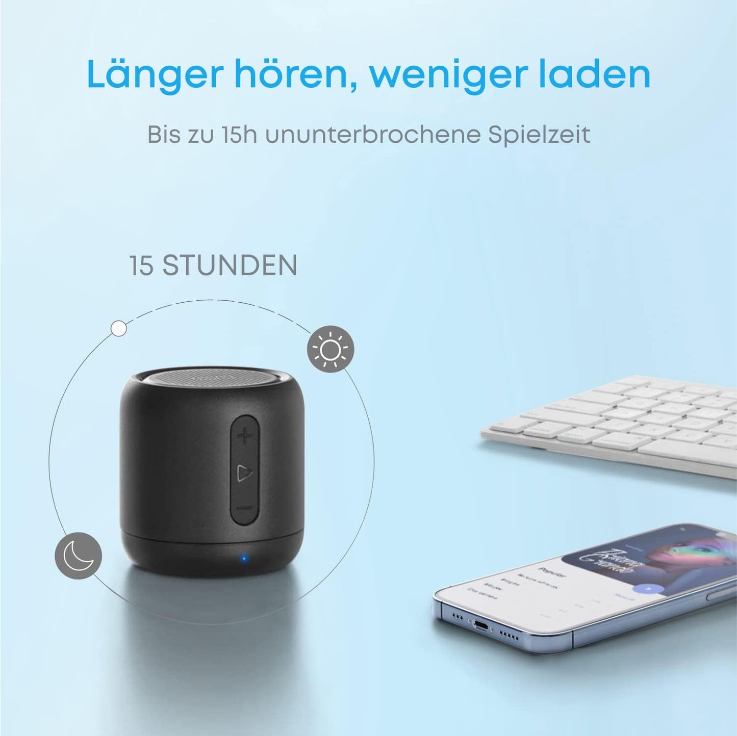 Anker Soundcore Mini Tragbarer Bluetooth-Lautsprecher, mit FM-Radio, 15h Akkulaufzeit