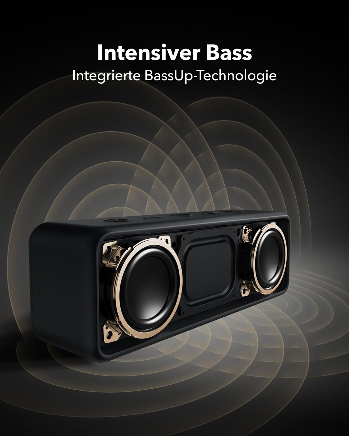 Anker Soundcore 2 Tragbarer Bluetooth-Lautsprecher, 24h Akku, IPX7 Wasserdicht, Schwarz