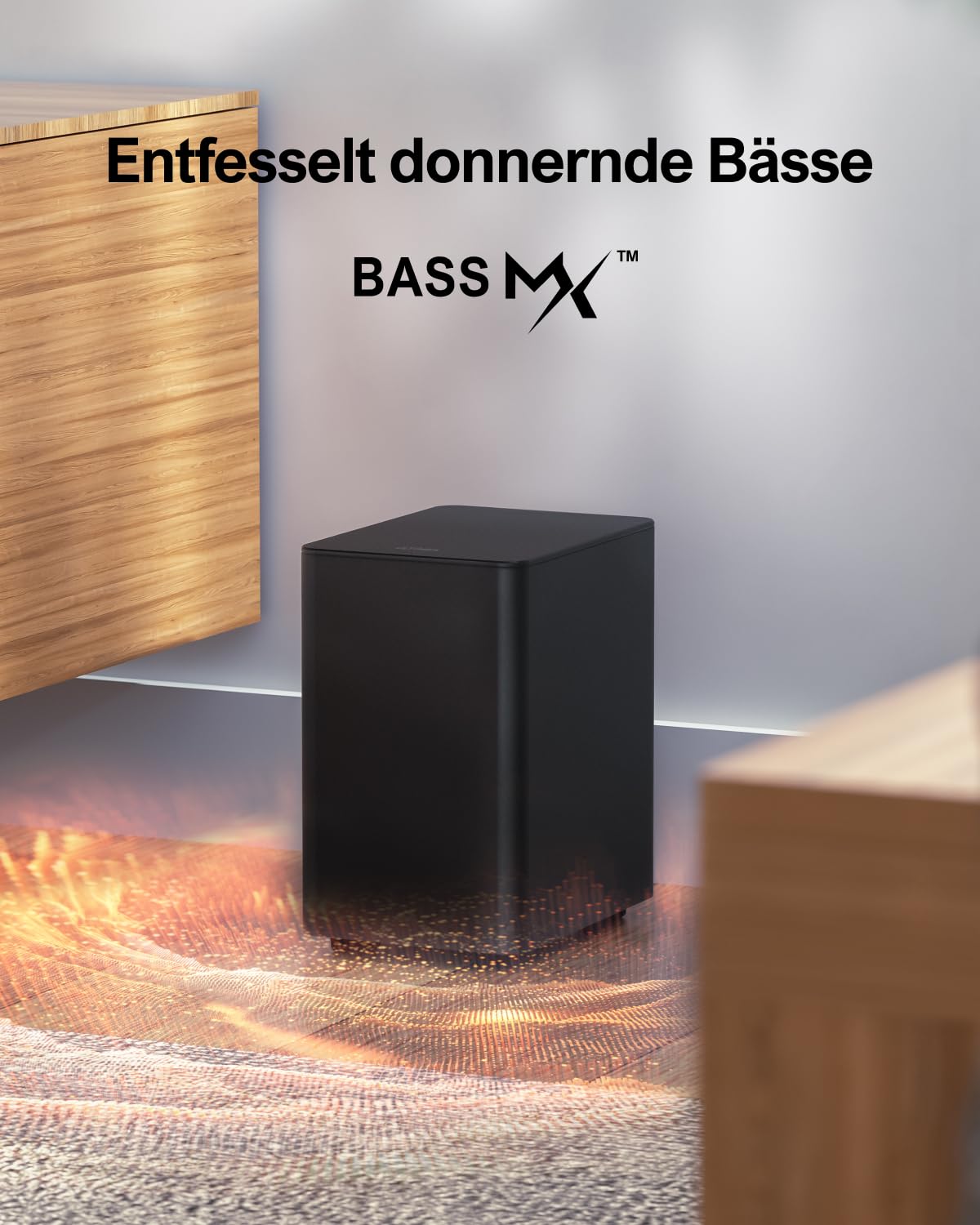 ULTIMEA 5.1 3D Surround Sound System, 320W Soundbar für TV Geräte mit Subwoofer und 2 Rear-Lautsprechern, Surround und Bass Einstellbare Heimkino TV Lautsprecher, BassMax und SurroundX Technologie