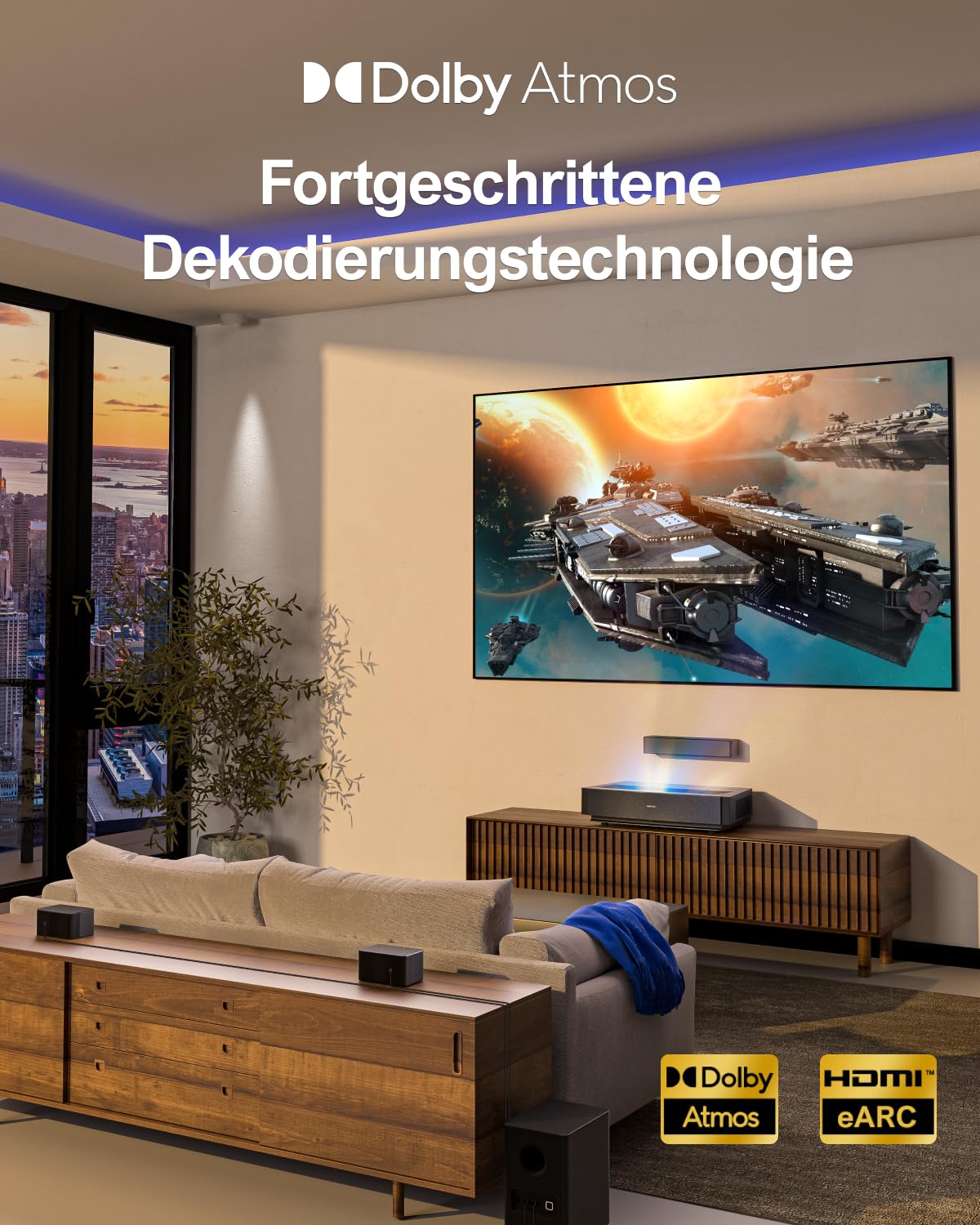 ULTIMEA 5.1 Soundbar mit Dolby Atmos, 3D Surround Sound System, Soundbar für TV Geräte mit Subwoofer, 2 Rear-Lautsprechern, Sound bar Bluetooth 5.3 mit Einstellbarem Bass, Poseidon D60