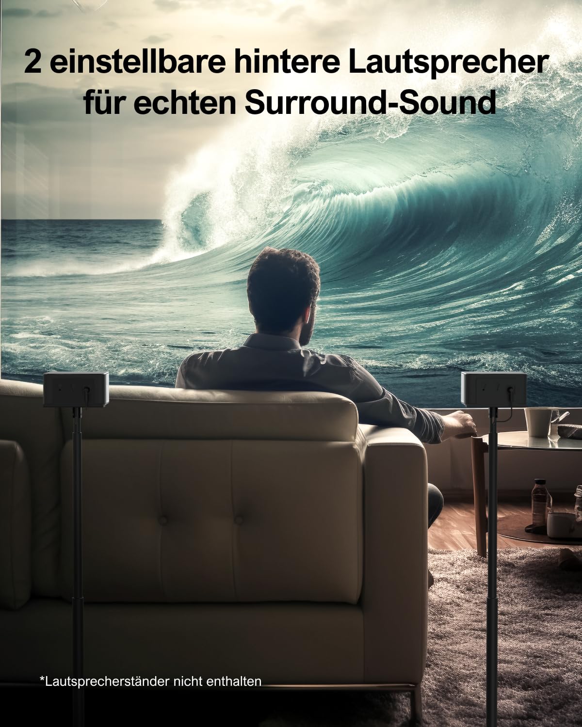 ULTIMEA 5.1 3D Surround Sound System, 320W Soundbar für TV Geräte mit Subwoofer und 2 Rear-Lautsprechern, Surround und Bass Einstellbare Heimkino TV Lautsprecher, BassMax und SurroundX Technologie