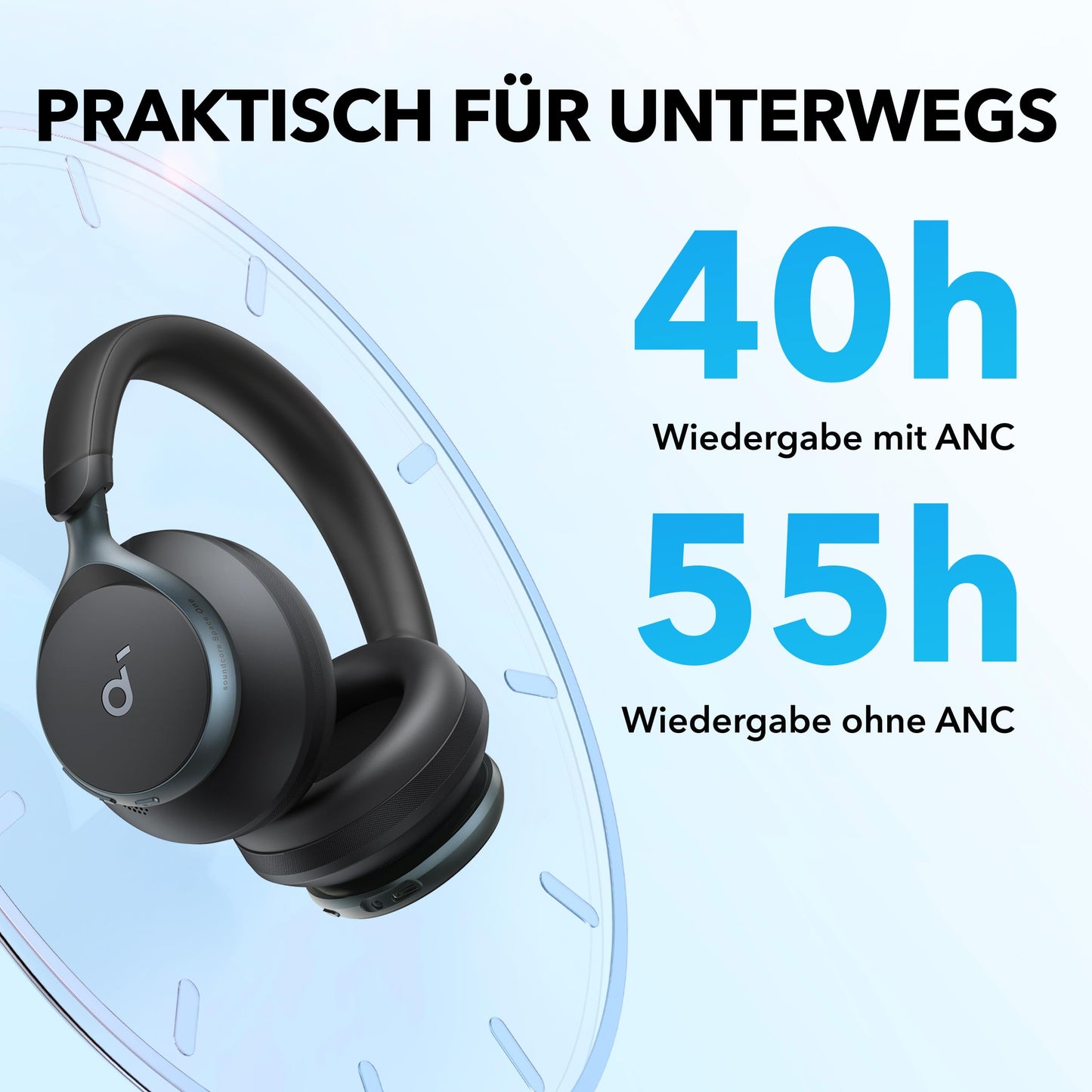 soundcore Space One Kabellose Kopfhörer mit adaptivem ANC, 40h Akkulaufzeit, Hi-Res Audio