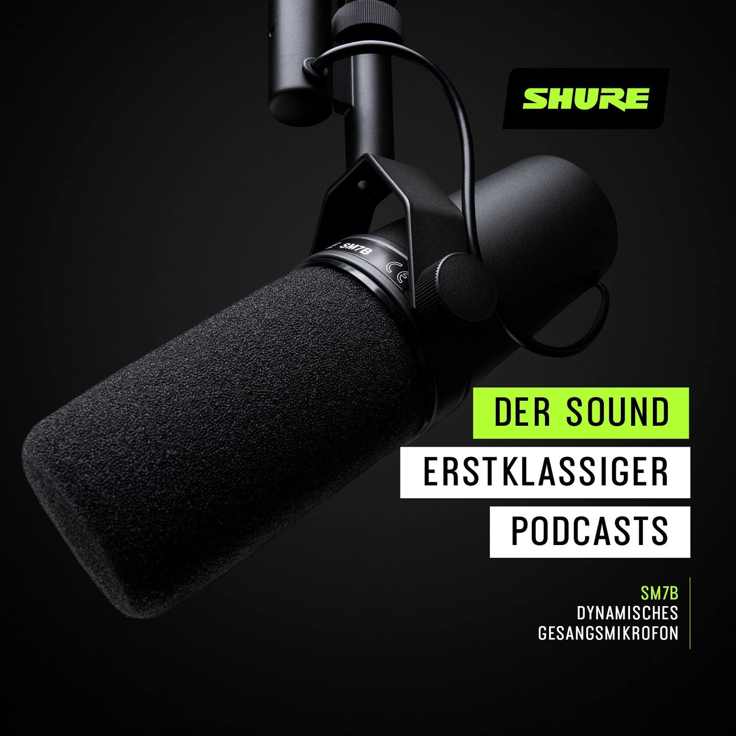 Shure SM7B Dynamisches XLR-Studiomikrofon, für Podcast & Rundfunk, Schwarz