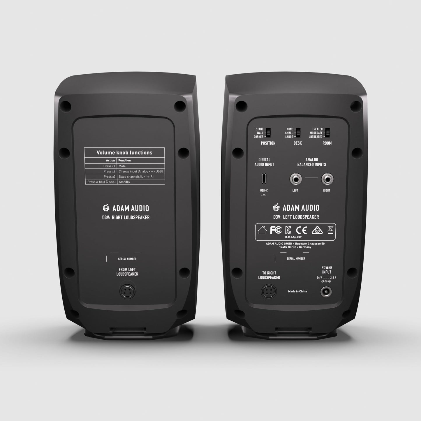 ADAM Audio D3V Aktives Desktop-Monitorsystem, USB-C, Paar, Schwarz