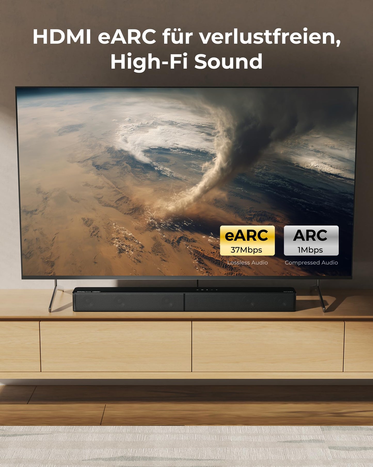 ULTIMEA 5.1ch Soundbar mit Dolby Atmos, VoiceMX, BassMX, APP, Heimkino 4D Surround Sound System, 340W Soundbar für TV Geräte mit Subwoofer, Bluetooth 5.4, Poseidon M60 Boom, Modell 2025