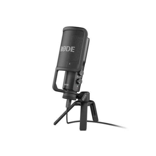 RØDE NT-USB Kondensatormikrofon, Studioqualität, mit Popfilter & Stativ, Schwarz