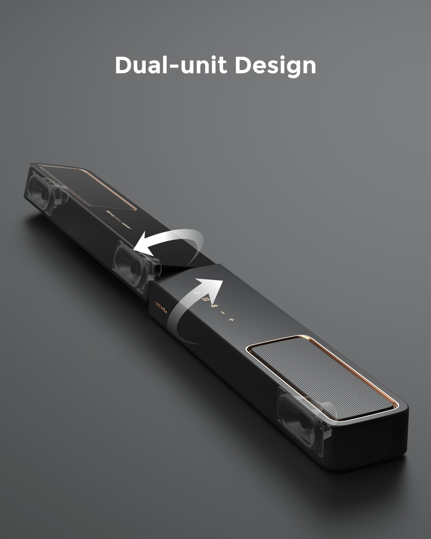 ULTIMEA 5.1.2 Soundbar mit Dolby Atmos, Surround Sound System für TV mit 2 Surround-Lautsprechern, App Steuerung, Soundbar für Smart TV mit Subwoofer für Heimkino, BT 5.4, HDMI eARC, Skywave F40 Boom