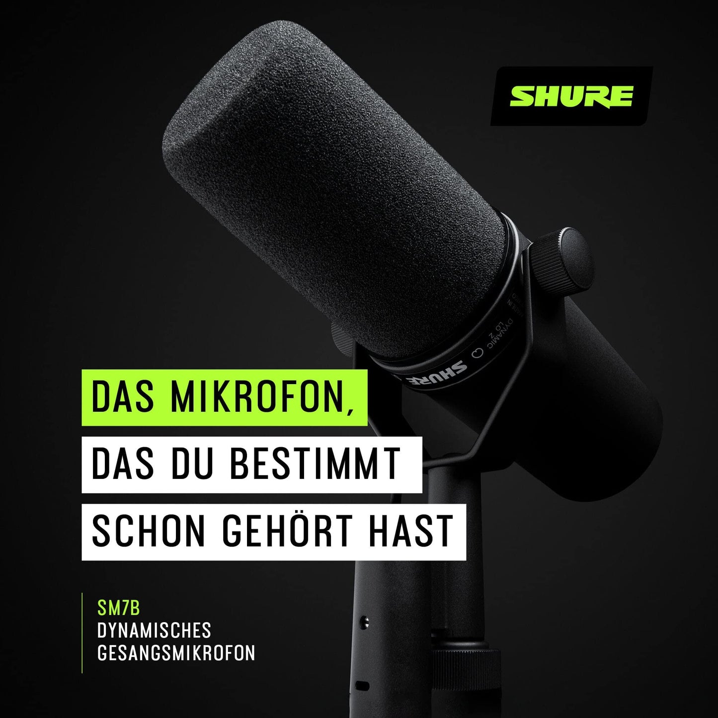 Shure SM7B Dynamisches XLR-Studiomikrofon, für Podcast & Rundfunk, Schwarz