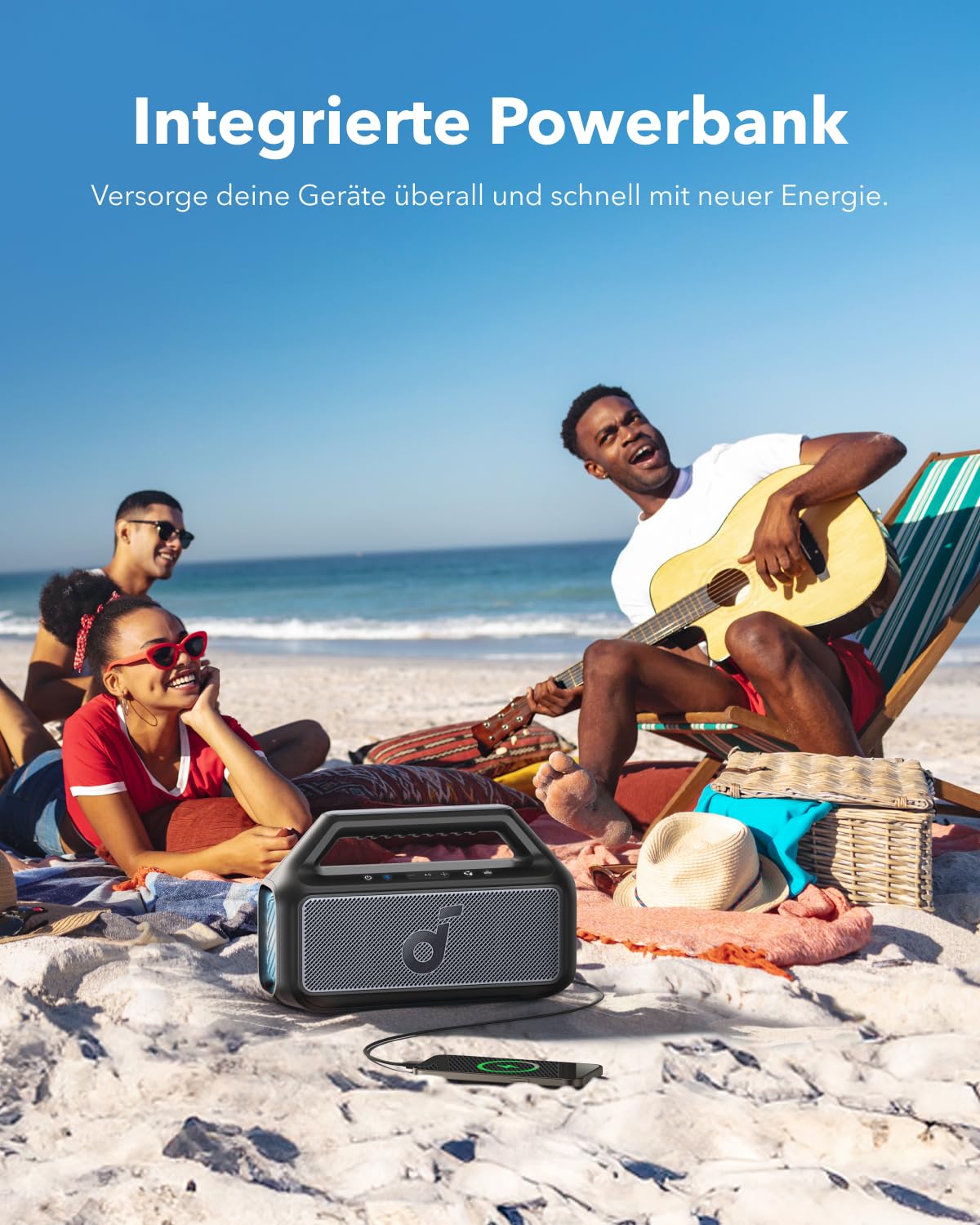 Anker Soundcore Boom 2 Tragbarer Bluetooth-Lautsprecher, 80W, Schwarz