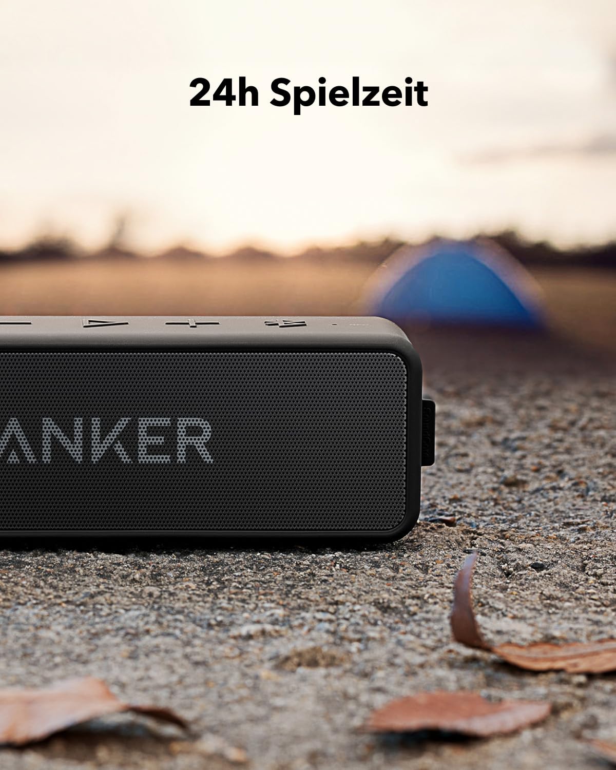 Anker Soundcore 2 Tragbarer Bluetooth-Lautsprecher, 24h Akku, IPX7 Wasserdicht, Schwarz