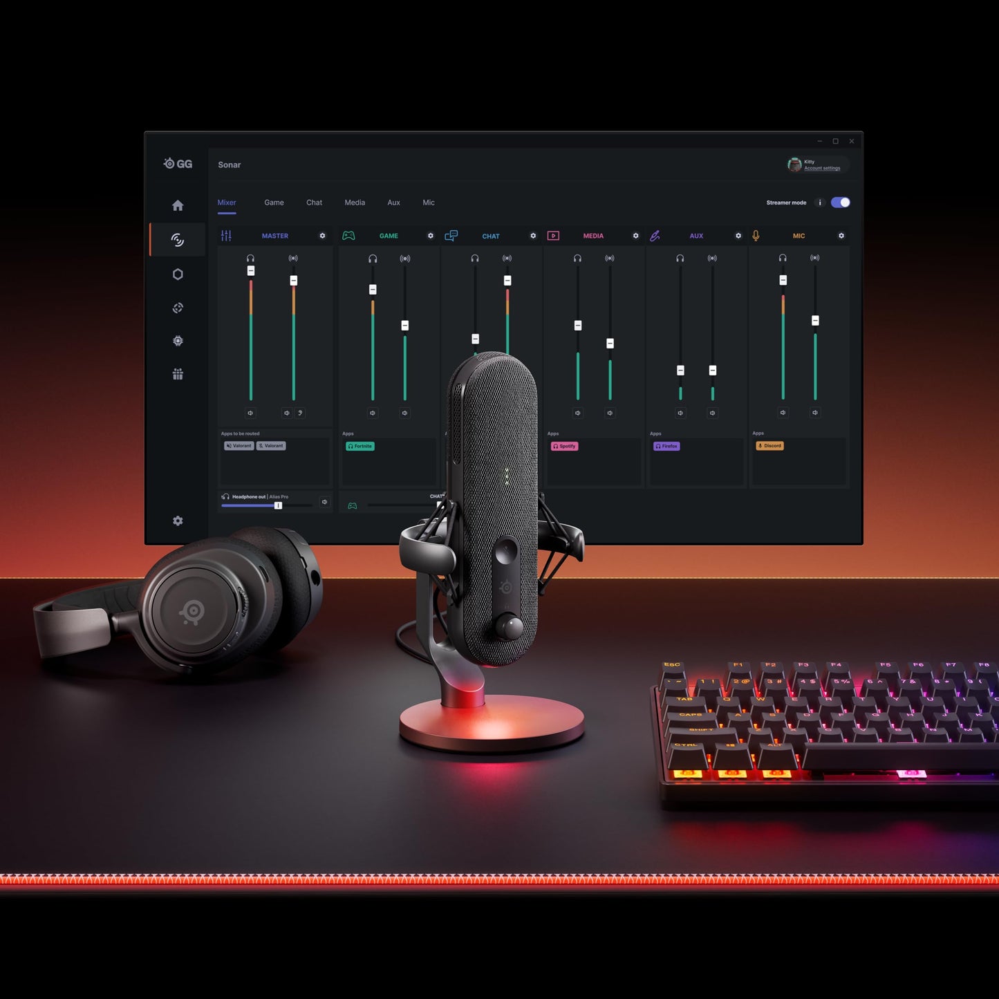 SteelSeries Alias USB Gaming- & Streaming-Mikrofon mit KI-Geräuschunterdrückung