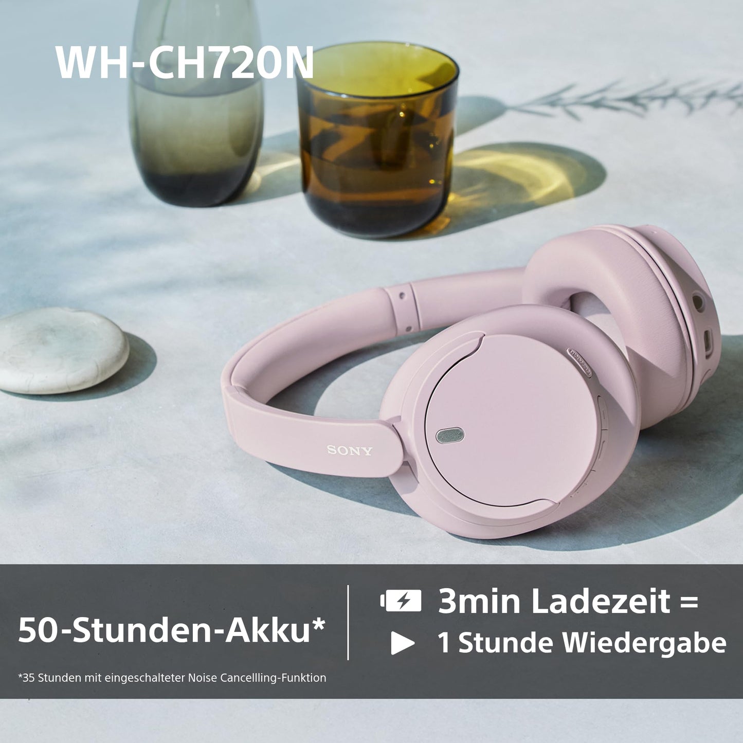 Sony WH-CH720N Kabellose Bluetooth-Kopfhörer mit Noise Cancelling, Schwarz
