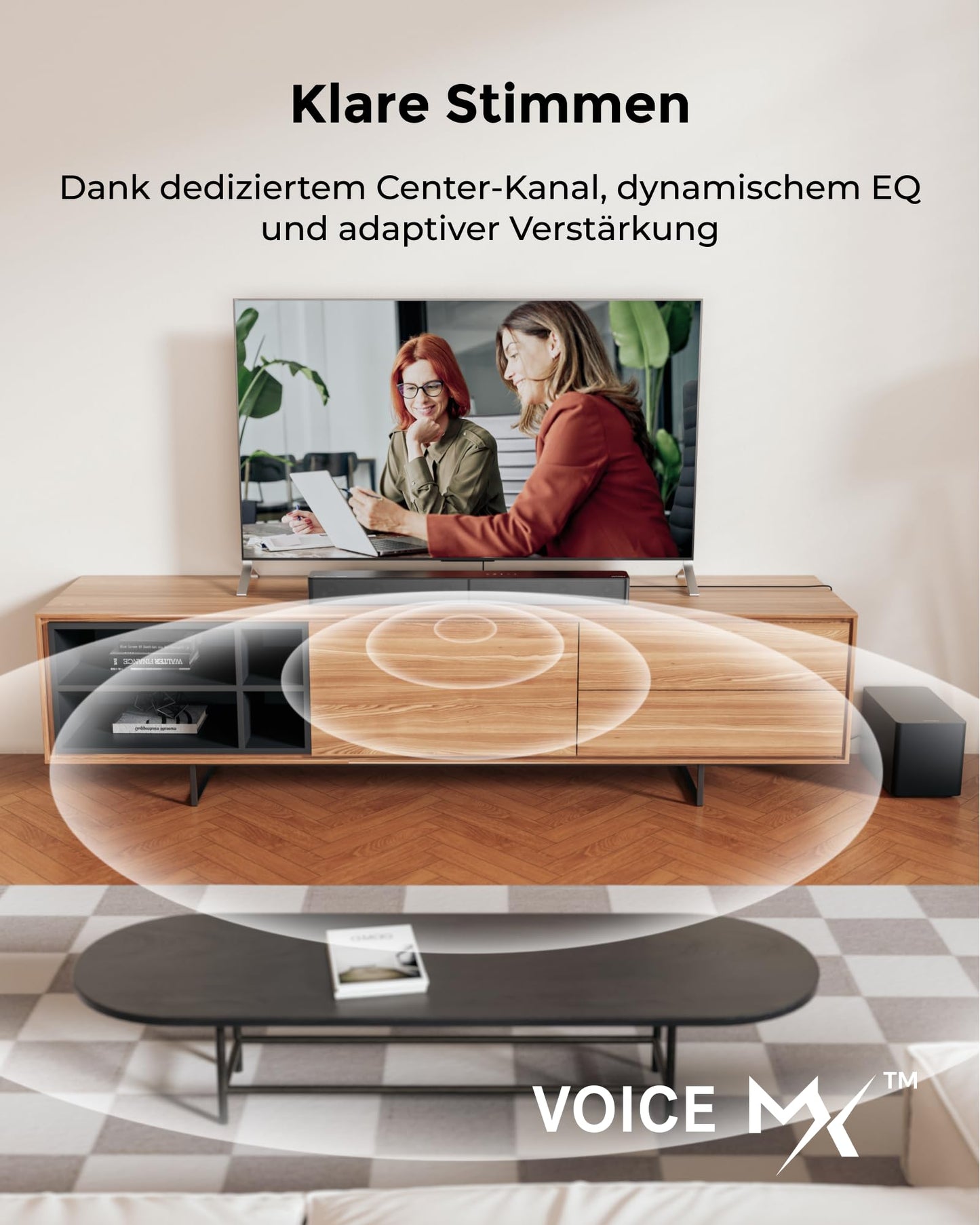 ULTIMEA 5.1ch Soundbar mit Dolby Atmos, VoiceMX, BassMX, APP, Heimkino 4D Surround Sound System, 340W Soundbar für TV Geräte mit Subwoofer, Bluetooth 5.4, Poseidon M60 Boom, Modell 2025