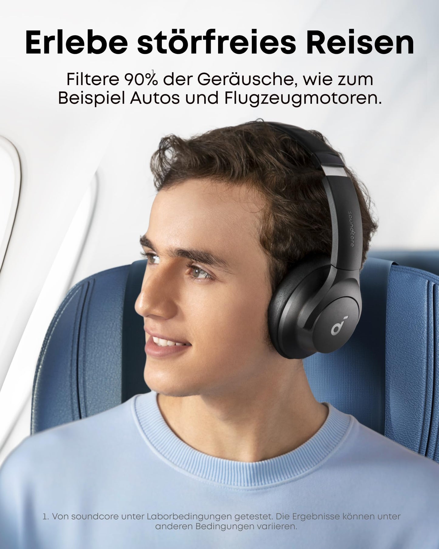 Soundcore Q20i Kabellose Over-Ear-Kopfhörer mit Hybrid ANC, 40h Akku, Hi-Res Audio, Schwarz