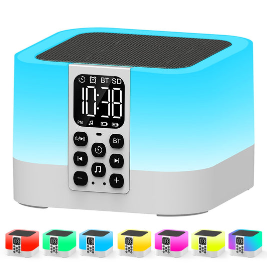 AFEXOA Bluetooth-Lautsprecher, Wecker & Nachtlicht, mit Naturgeräuschen, für Schlaf- & Kinderzimmer