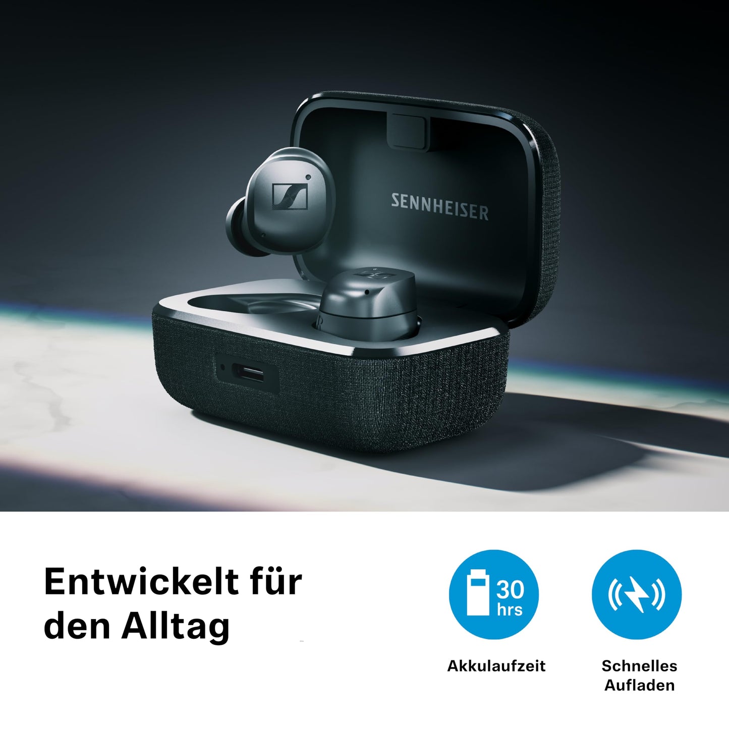 Sennheiser MOMENTUM True Wireless 4 Earbuds mit adaptiver ANC, Bluetooth 5.4, Schwarz Graphit