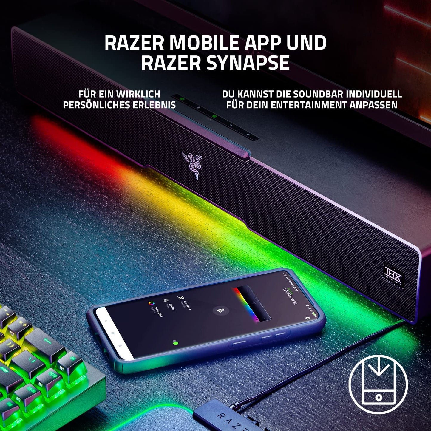 Razer Leviathan V2 - PC-Gaming-Soundbar (mit Dolby 5.1 Surround Sound, leistungsstarkem Subwoofer für Tiefe Bässe, ideal für Gaming, Filme und Musik) Schwarz